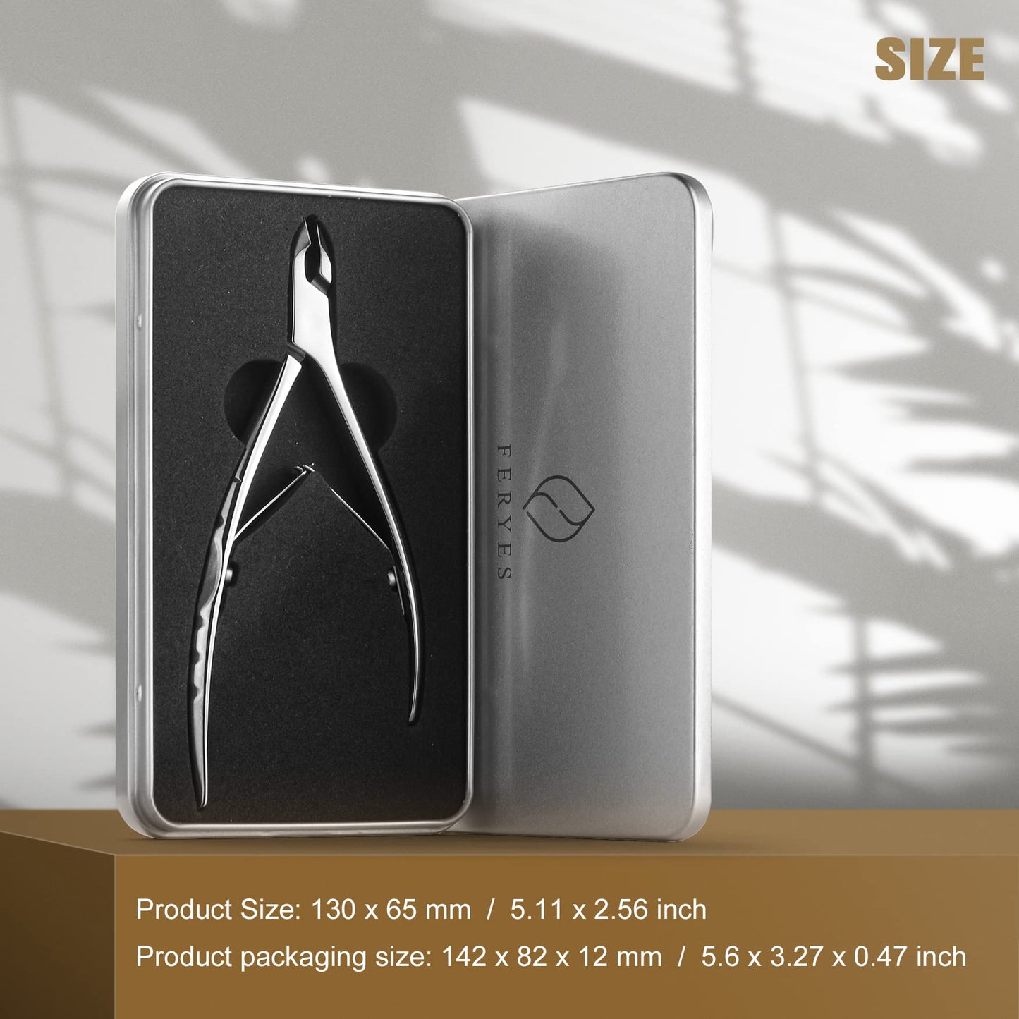 FERYES Cuticle Clipper with Pusher, 2 in 1 Professional Cuticle Trimmer, 6mm Full Jaw Cuticle Nipper, Stainless Steel Cuticle Remover Tool Mirror Silver