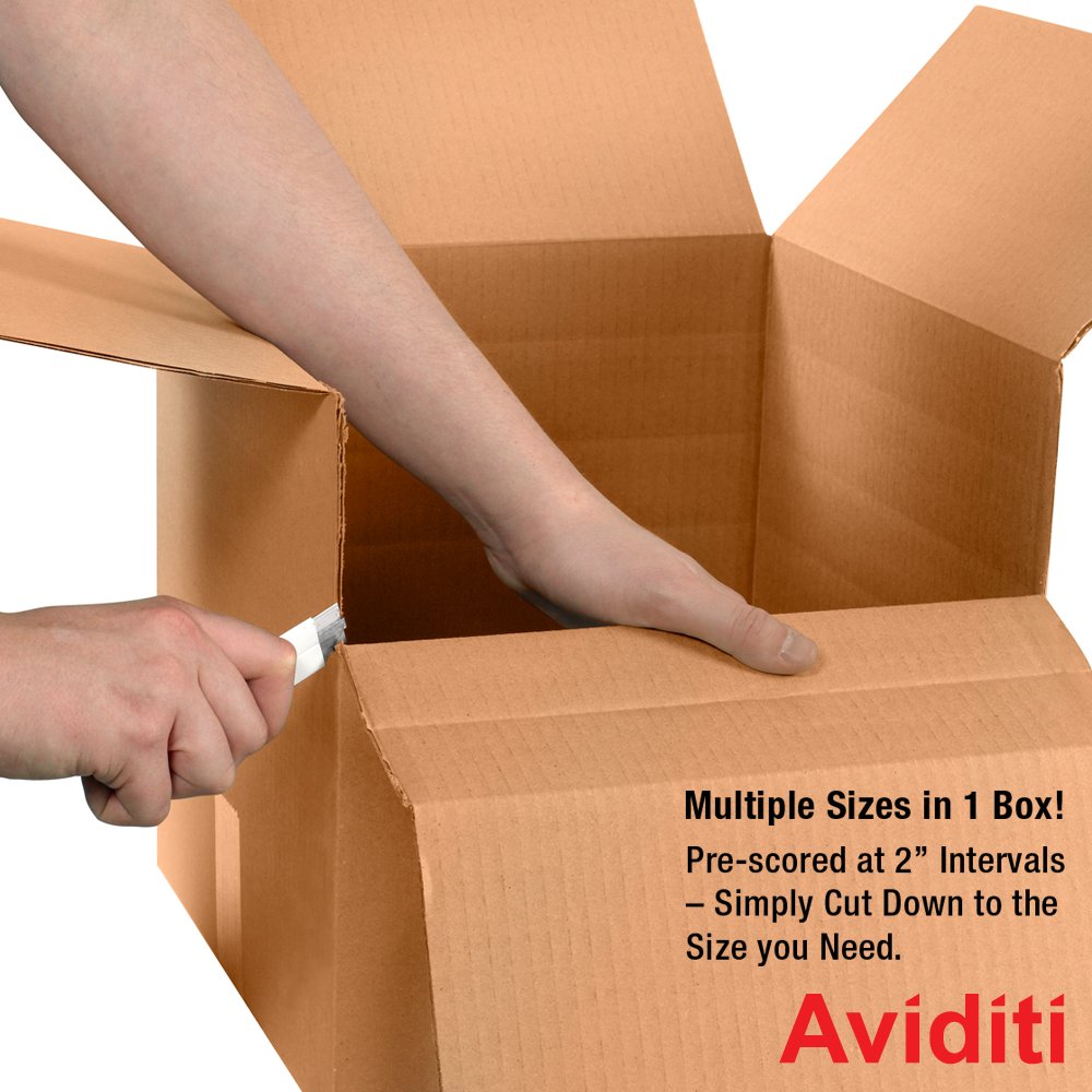 Aviditi Shipping Boxes Multi-Depth 20"L x 20"W x 20"H, 10-Pack | Corrugated Cardboard Box for Packing, Moving and Storage