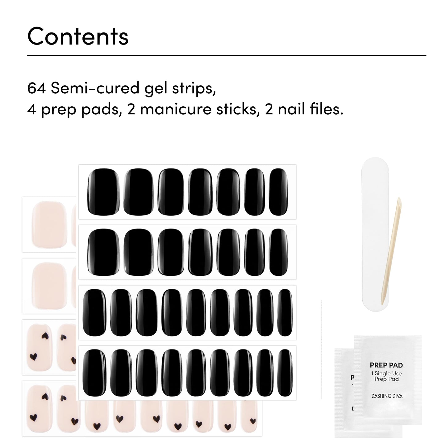 Dashing Diva Glaze Nail Strip Duo - Black Out Collection - Real Black & C'est La Mani - Long Lasting, Chip Resistant, Semi-Cured Gel Nail Strips - Contains 2 Colors