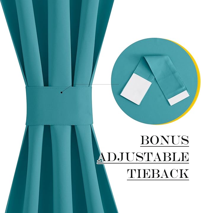 NICETOWN Classroom Door Window Covers - Thermal Insulated Rod Pocket Blackout Privacy French Front Door Panel for Kitchen Small Window, 30 W x 72 L, Peacock Teal, 1 Panel