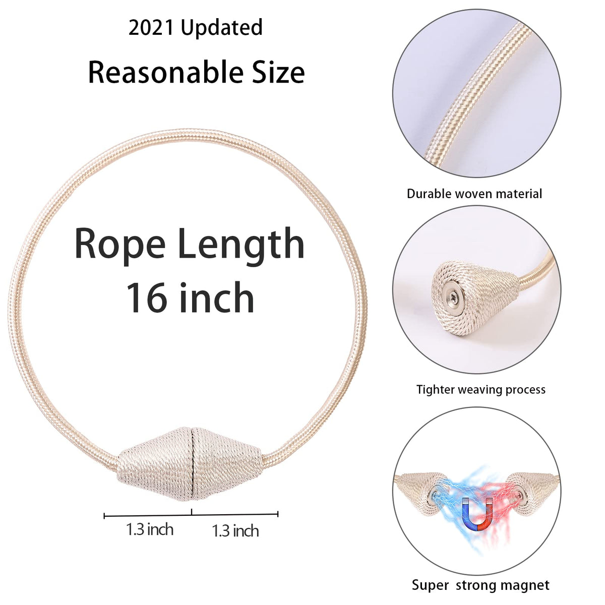 2 PCS Magnetic Curtain Tiebacks (2 Count)