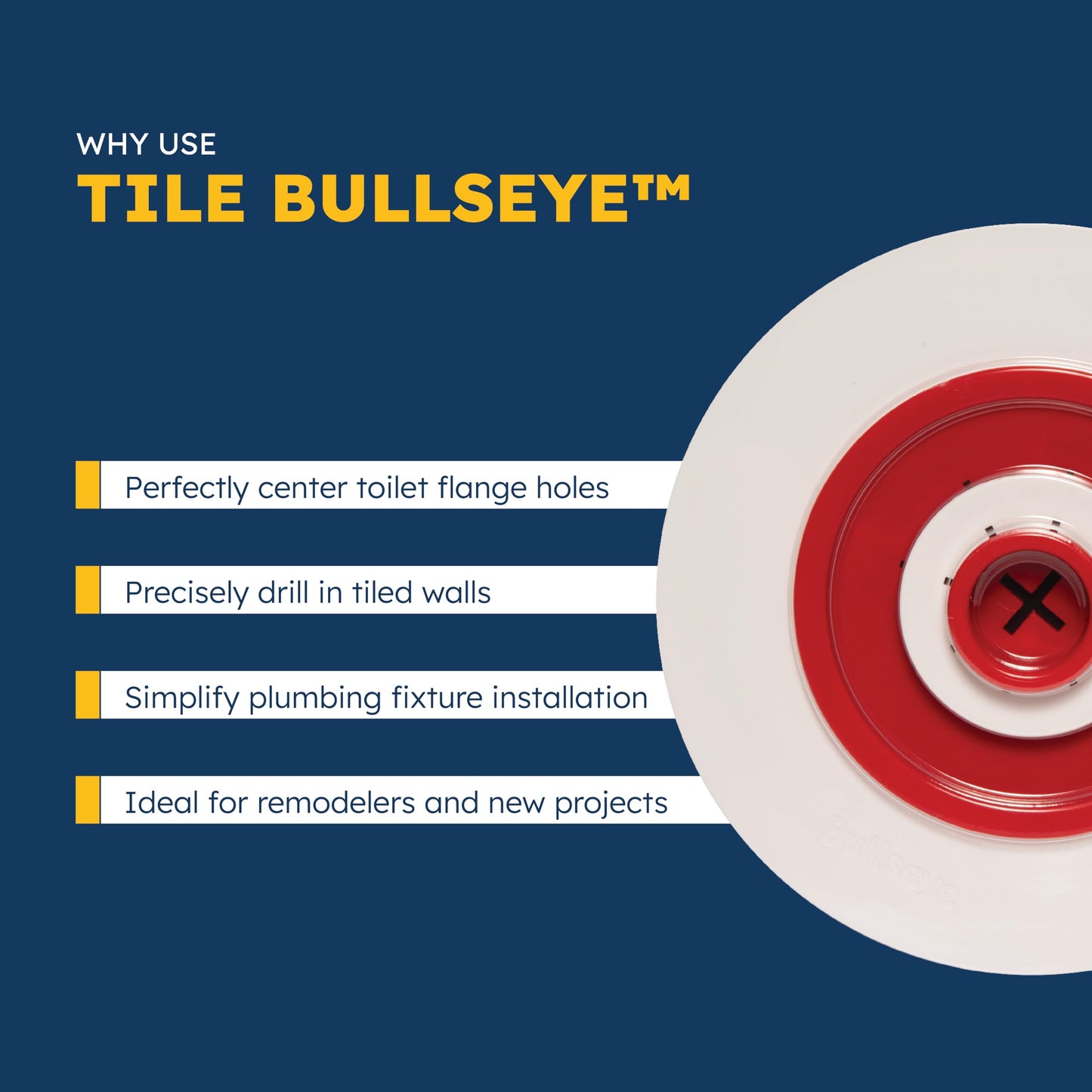 Crowne Tools Tile Bullseye Multi-Size Tile Drilling Template & Guide, 4 Interlocking Rings, Durable Plastic, Precise Alignment