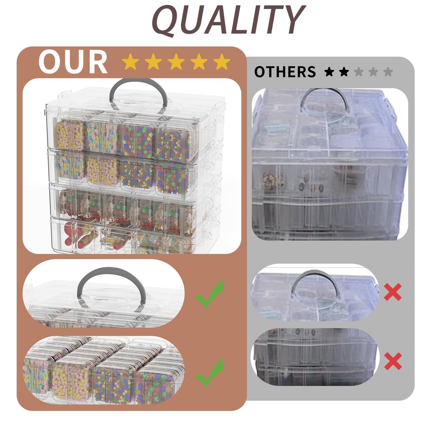 Bead Organizer Box, 84 Pcs Small Plastic Containers with Lids, 4-Tier Stackable Storage Box, Clear Organizers for Jewelry Toys Craft Storage