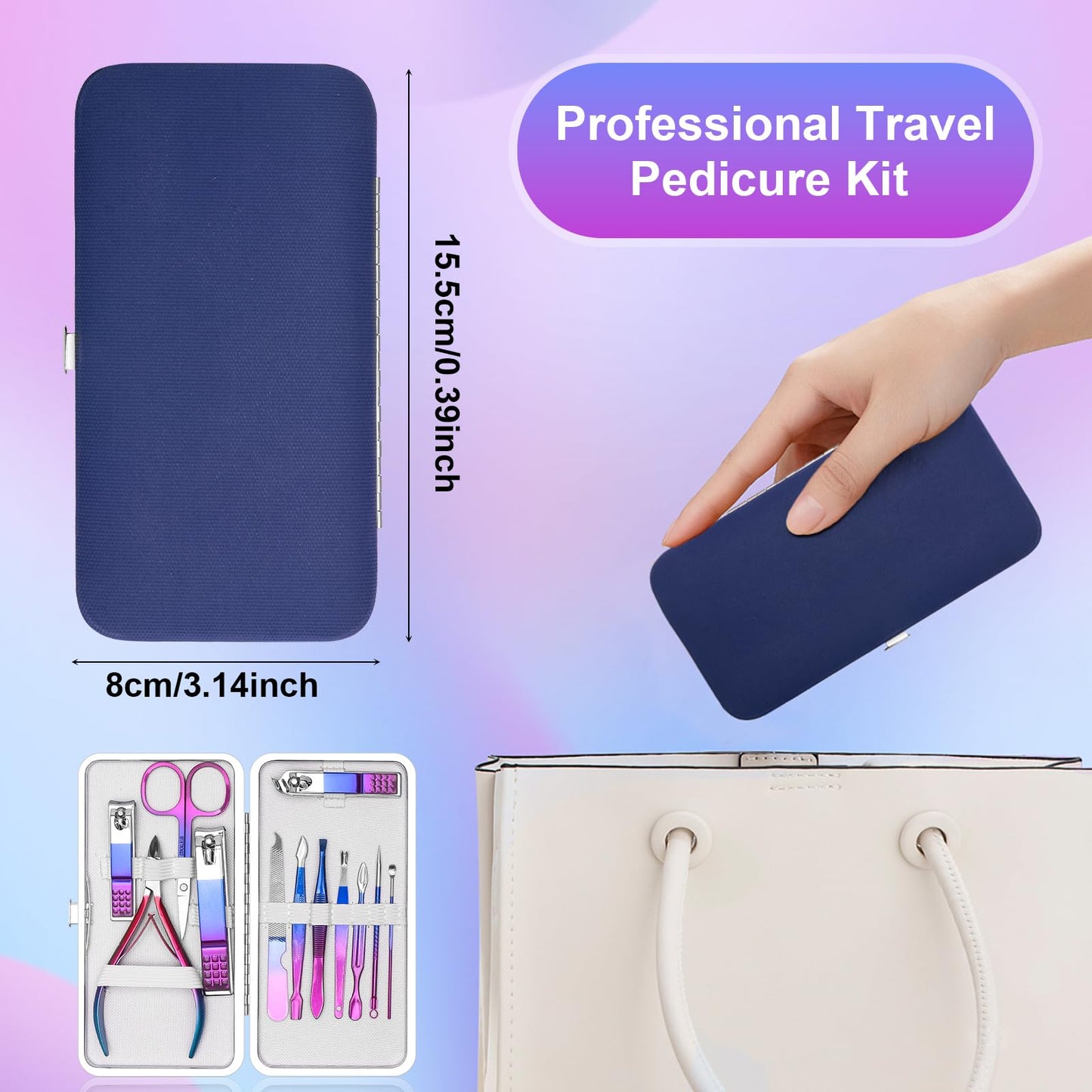 CGBE 12Pcs Manicure Set Nail Clippers Pedicure Kit Men Women Grooming kit Manicure Professional Nail Care Tools Gift with Luxurious Travel Case