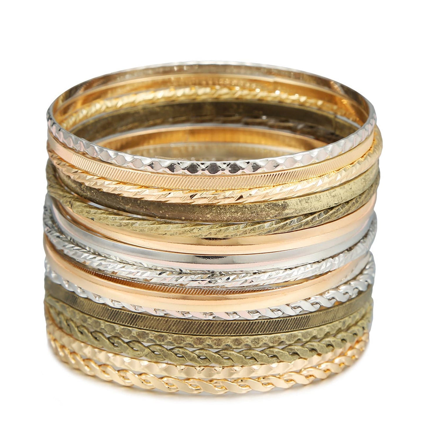 FUNOJOY Bangle Bracelets for Women,14K Gold Plated Boho Indian Multi Stackable Bangles For Women Jewelry Gifts