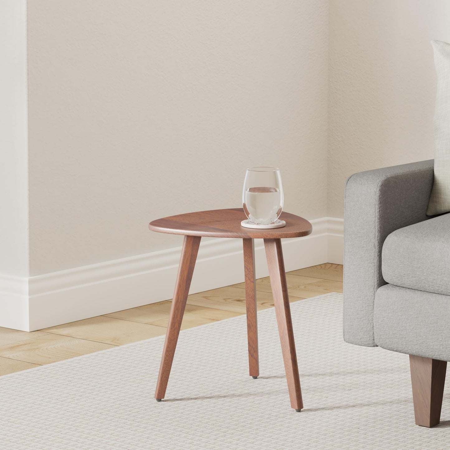 MH London Tri Pin Side Table I Handmade Natural Mango Wood, Naturally Moisture Resistant, Maintenance Free I 16" x 16" x 18" I Wandsworth, Walnut