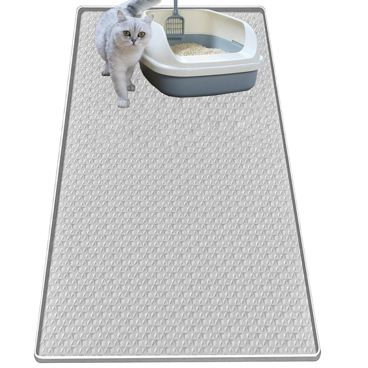 Jacooxi Cat Litter Mat, Silicone Large Cat Mat for Litter Box - 34x22 in, Waterproof & Non-Slip, Durable & Easy Clean, Green