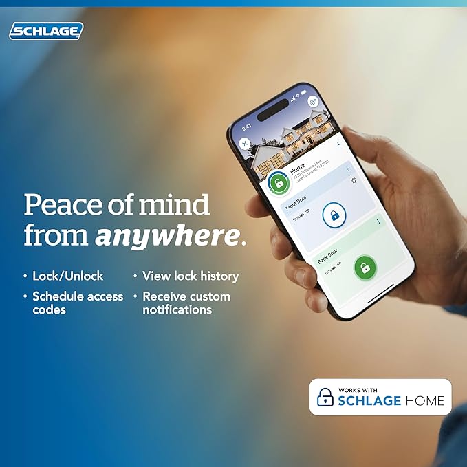 Schlage Encode Smart WiFi Deadbolt Lock for Front Door - Keyless Entry with App or Touchscreen - Works with Alexa, Hey Google, & Airbnb - Create Codes for Guests - Aged Bronze
