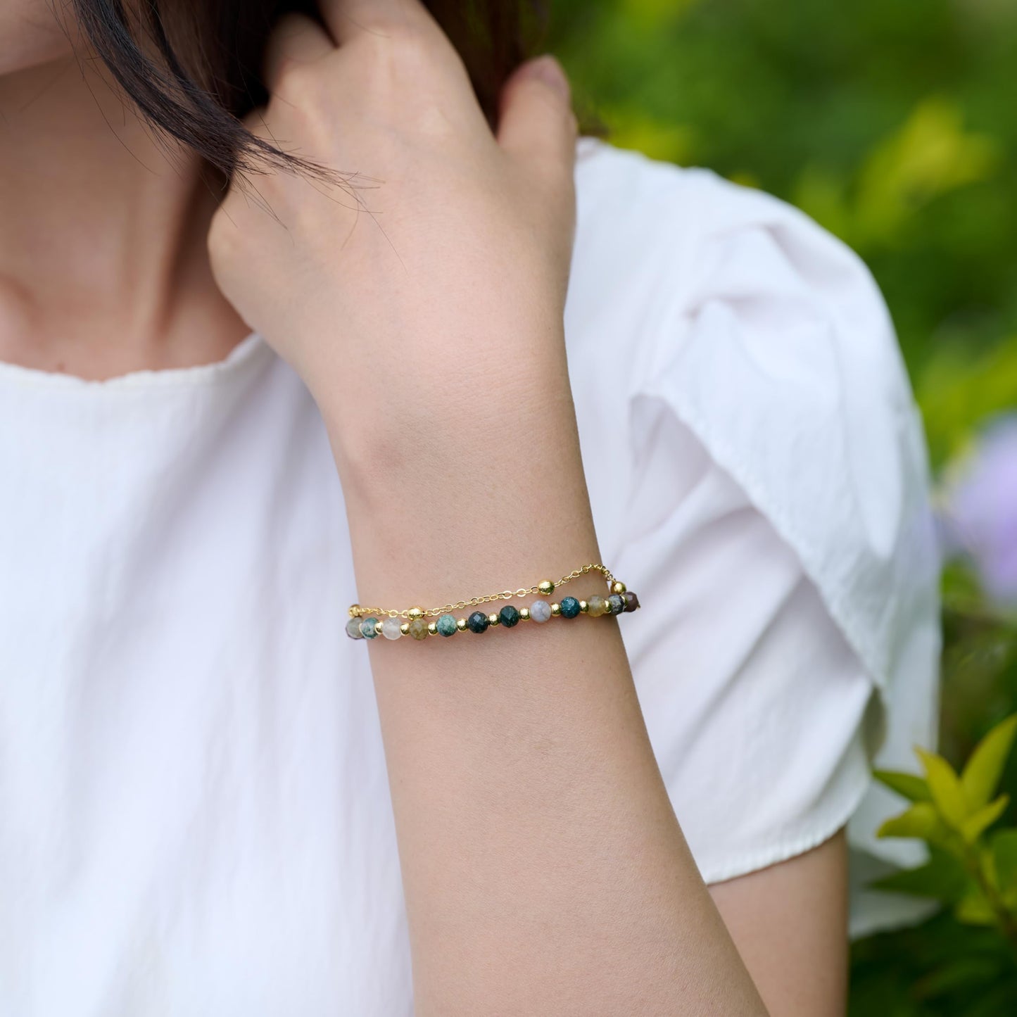 Farfume India Agate Crystal Bracelet Beaded Bracelets for Women 4mm Natural Stone Beads Gemstone Handmade Jewelry Valentine's Day Gifts
