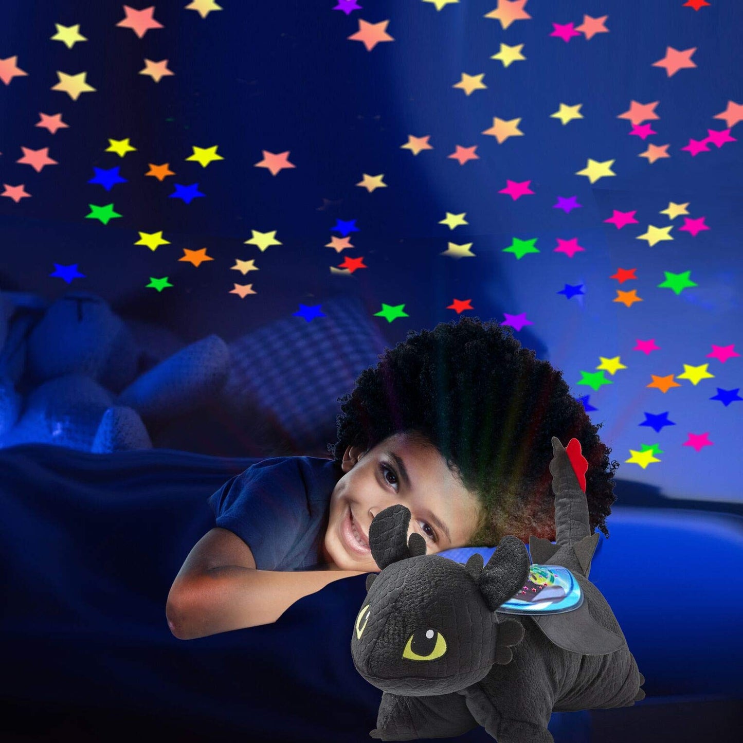 Pillow Pets 11 inch How to Train Your Dragon Toothless Sleeptime Lite, NBC Universal Stuffed Animal Nightlight, Plush Toy Gift for Kids