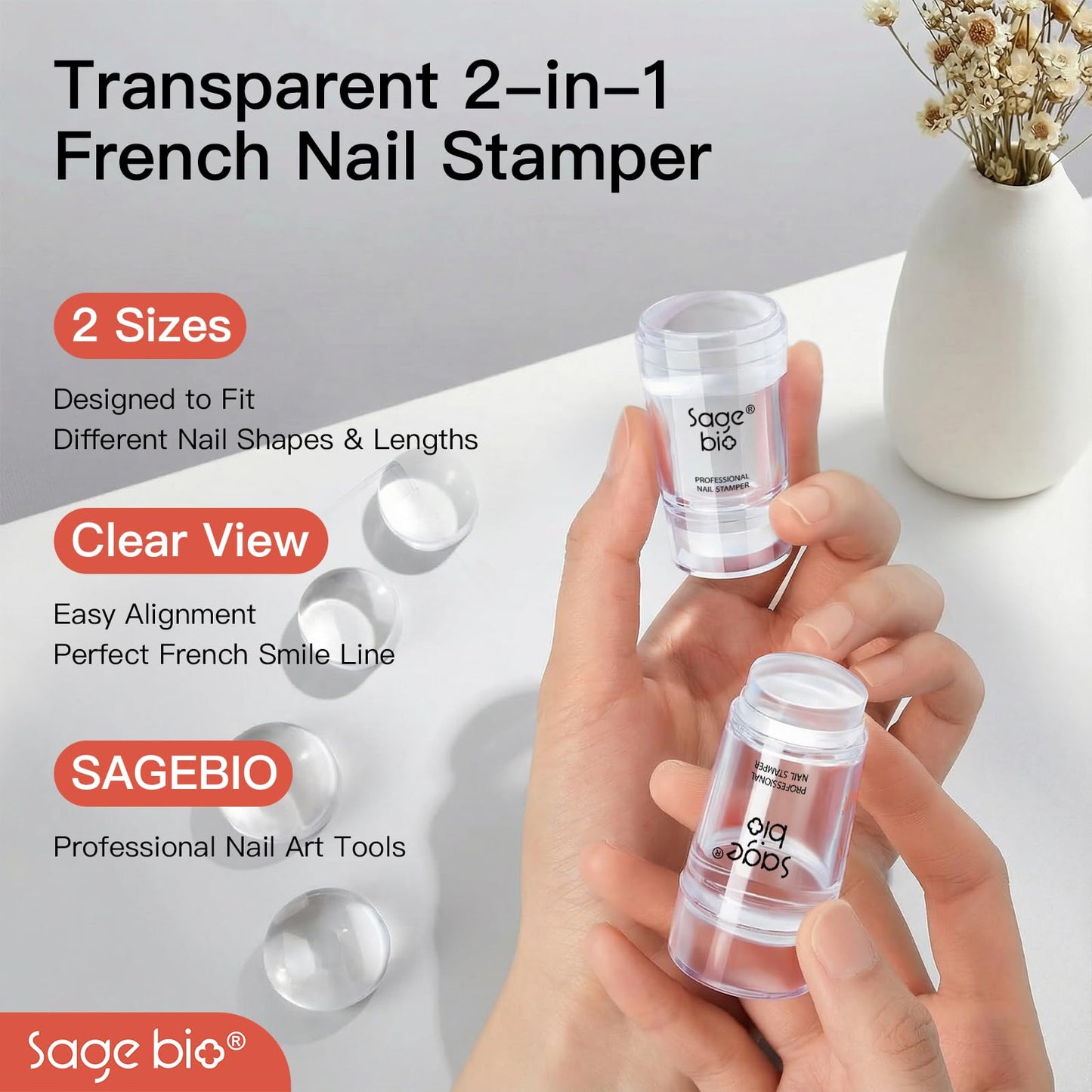 SAGEBIO Large Nail Stamping Kit – Oversized Pattern Steel Plate with Clear Silicone Jelly Stamper, Extra-Large Designs for Full-Nail Art, 02