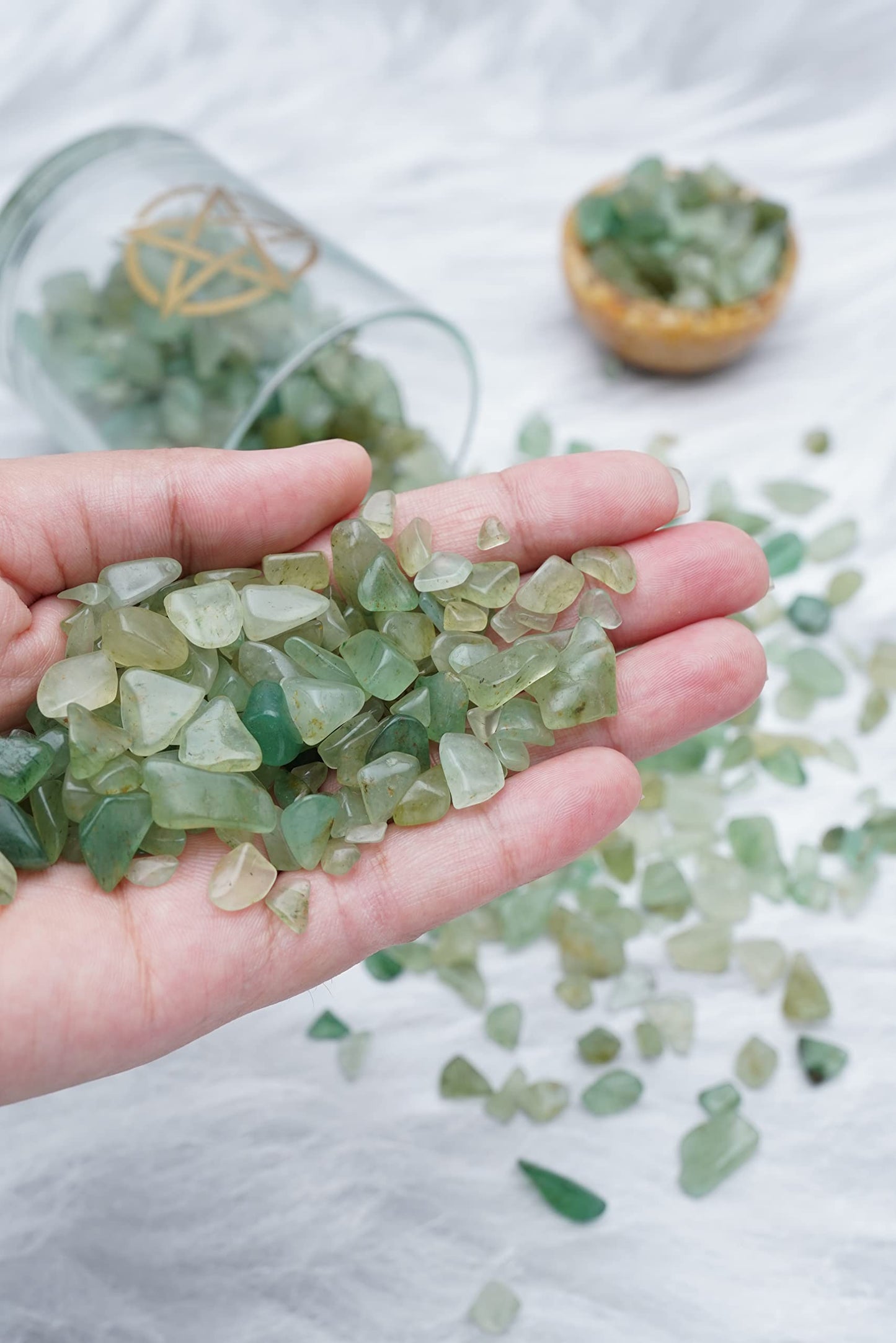 ZAICUS Green Jade Crystal Chips Bulk Gemstone Valentine Gift, Healing Crystal Natural Irregular Shaped Crushed Stone Reik Healing Tumbled Chips Crystal Chips for Witchcraft & 1 Lb"