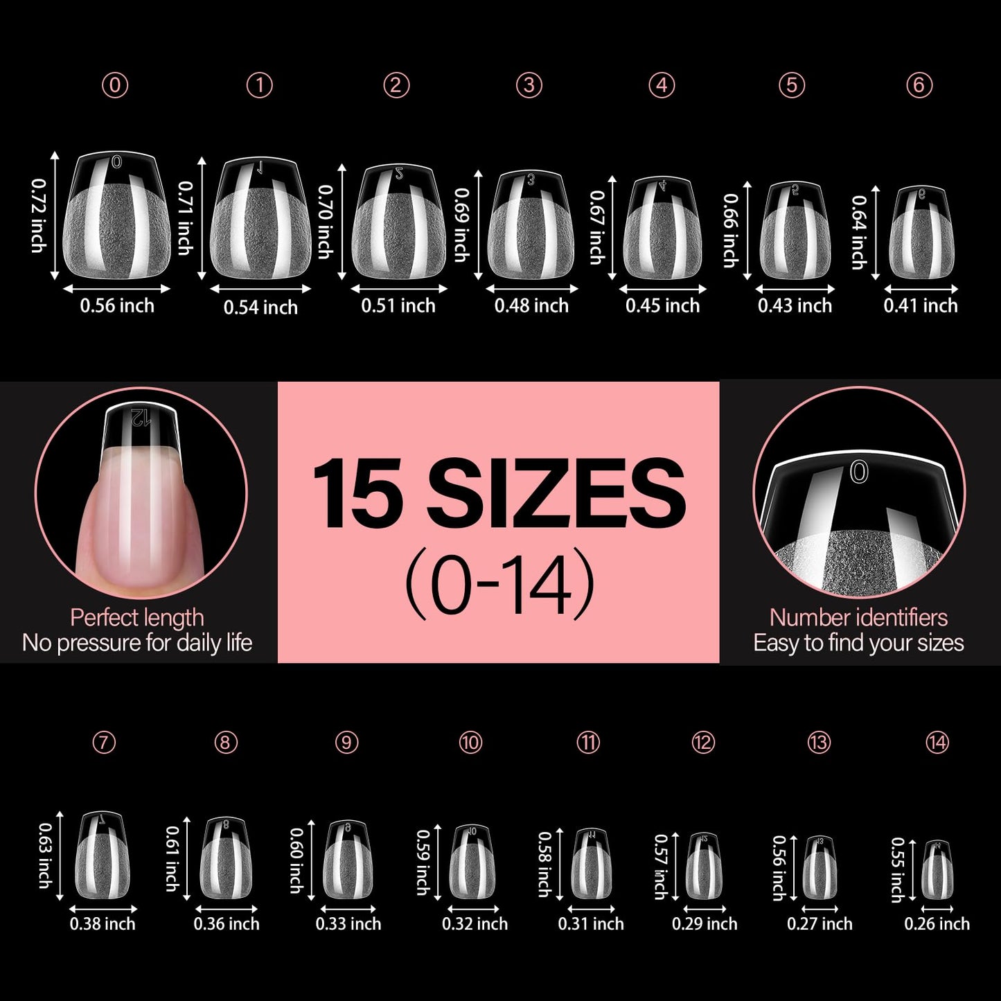 AILLSA Extra Short Coffin Nail Tips - 15 Sizes 240pcs Half Matte Pre-shaped Short Nails Tips, Full Cover Clear Press on Gelly Tips for Home Salon with Storage Box