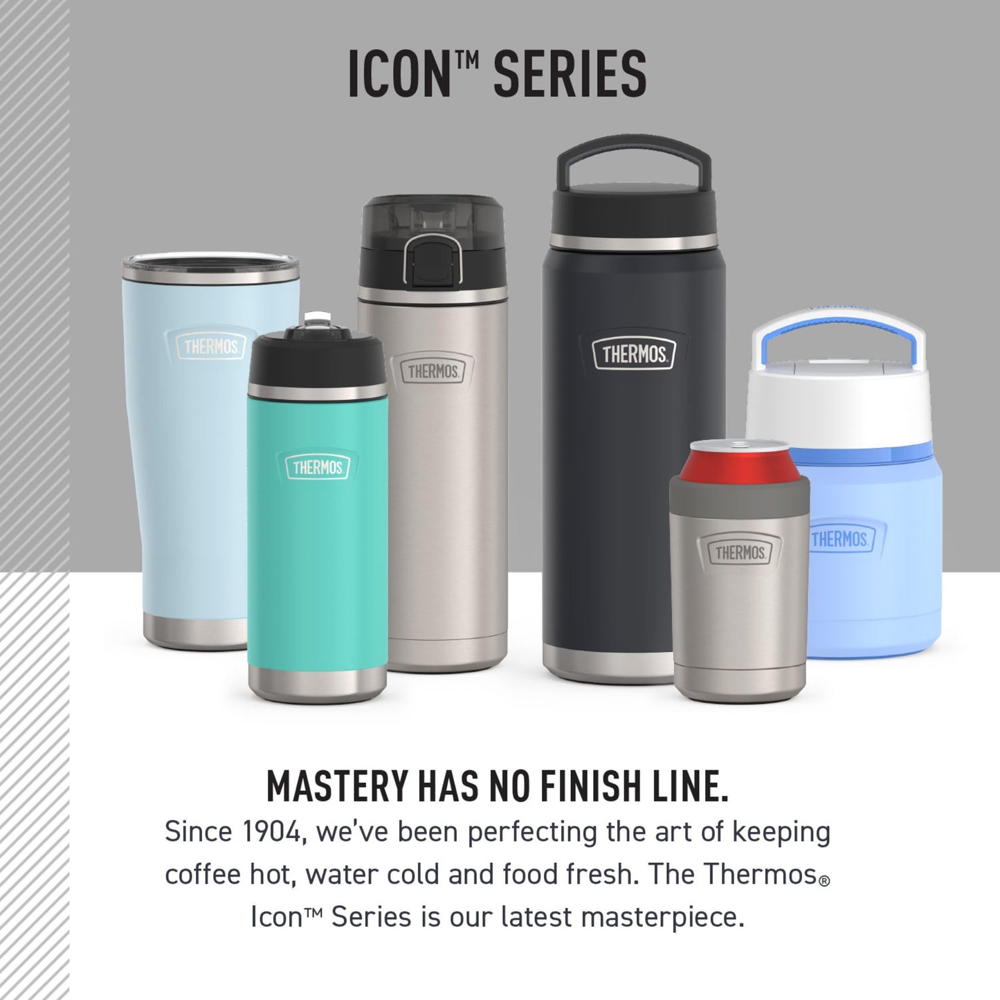 THERMOS ICON Stainless Steel Food Jar with Spoon, 12 Ounce, Black