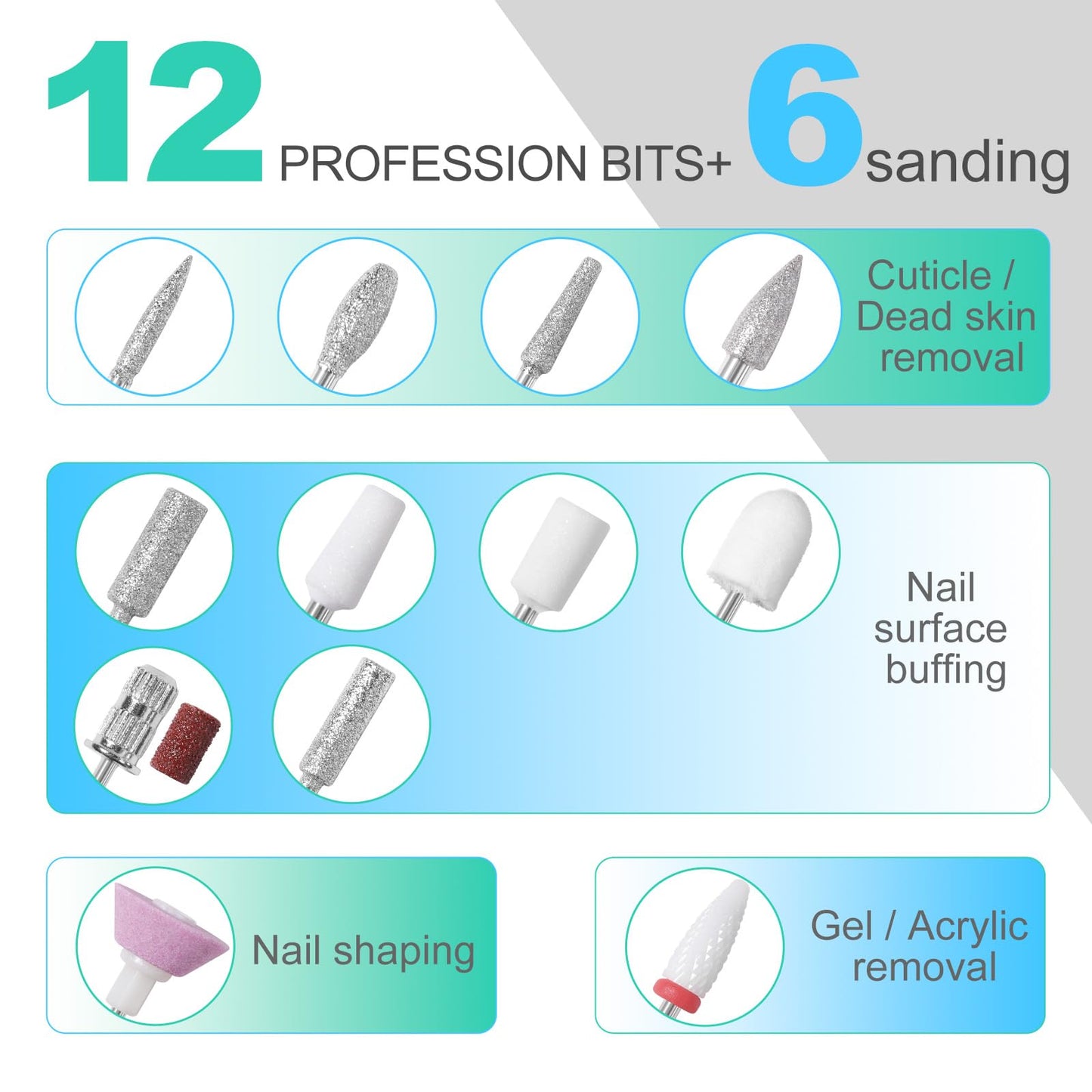 MEKK Nail Drill Kit,35000RPM Electric Nail Drill Professional Electric Nail File with 12PCS Bits,Anti-Shaking Cordless E Filer for Nails with LCD Display,Home & Salon(Black)