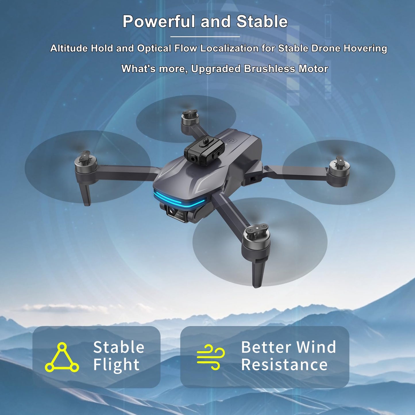 Remote Control FPV Drone with 1080P Camera for Kids and Adults Beginners, Foldable Quadcopter with Carrying Case, Adjustable Len, Gestures Selfie, Brushless Motor, Altitude Hold, 3D Flips, Voice Control, One Key Take Off/ Land, Waypoint Fly, Optical Flow