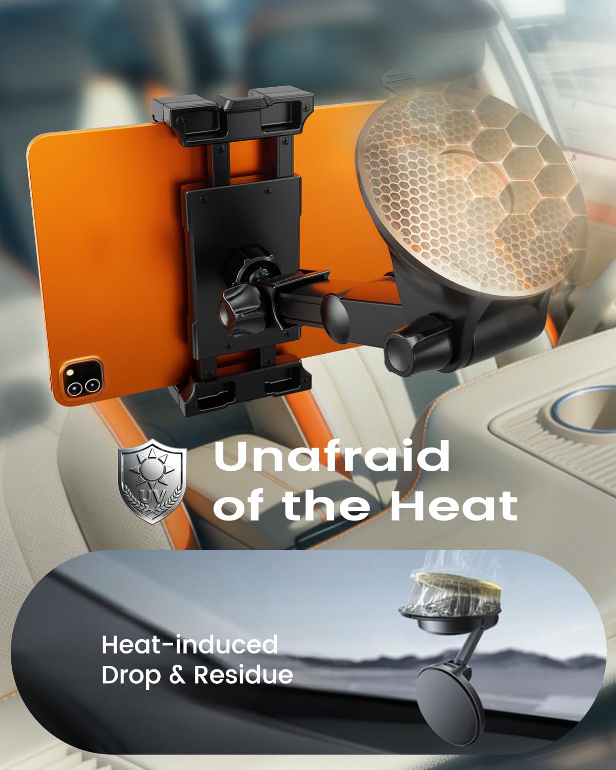 OHLPRO Tablet Holder for Car Dashboard & Windshield, Long Arm Suction Cup Tablet Mount Fits 5-17" iPad Pro/Air/Mini, Stable iPad Car Mount for Truck/SUV/Semi, Ideal Tech Gift for Drivers & Traveler