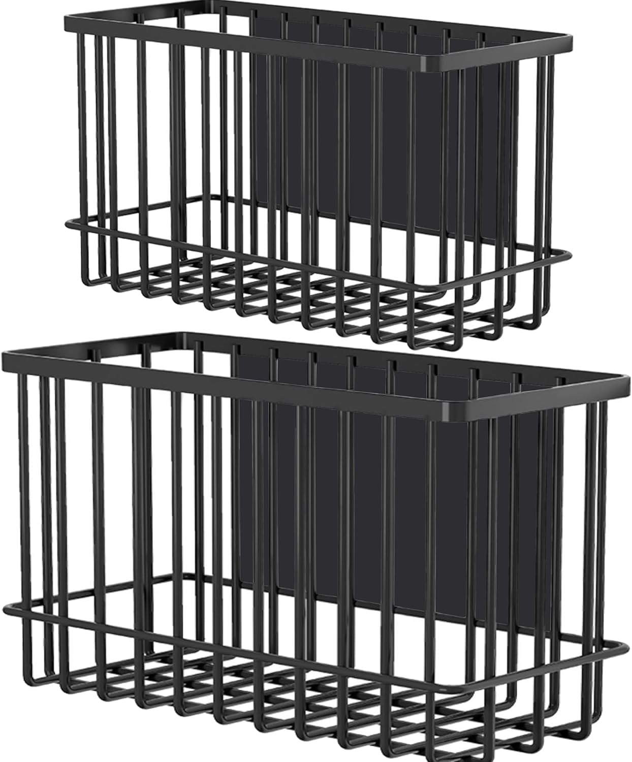 Lemecima 2 Pack Magnetic Basket Organizer Shelf Rack for Refrigerator Peg Board Office File Foil Plastic Food Wrap Spice Pegboard Holder