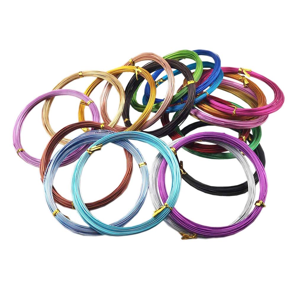 Inspirelle 20 Colors Aluminum Craft Wire Bendable Metal Wire for Jewelry Craft Making, 10M Each Color (18 Guage (1.0mm))