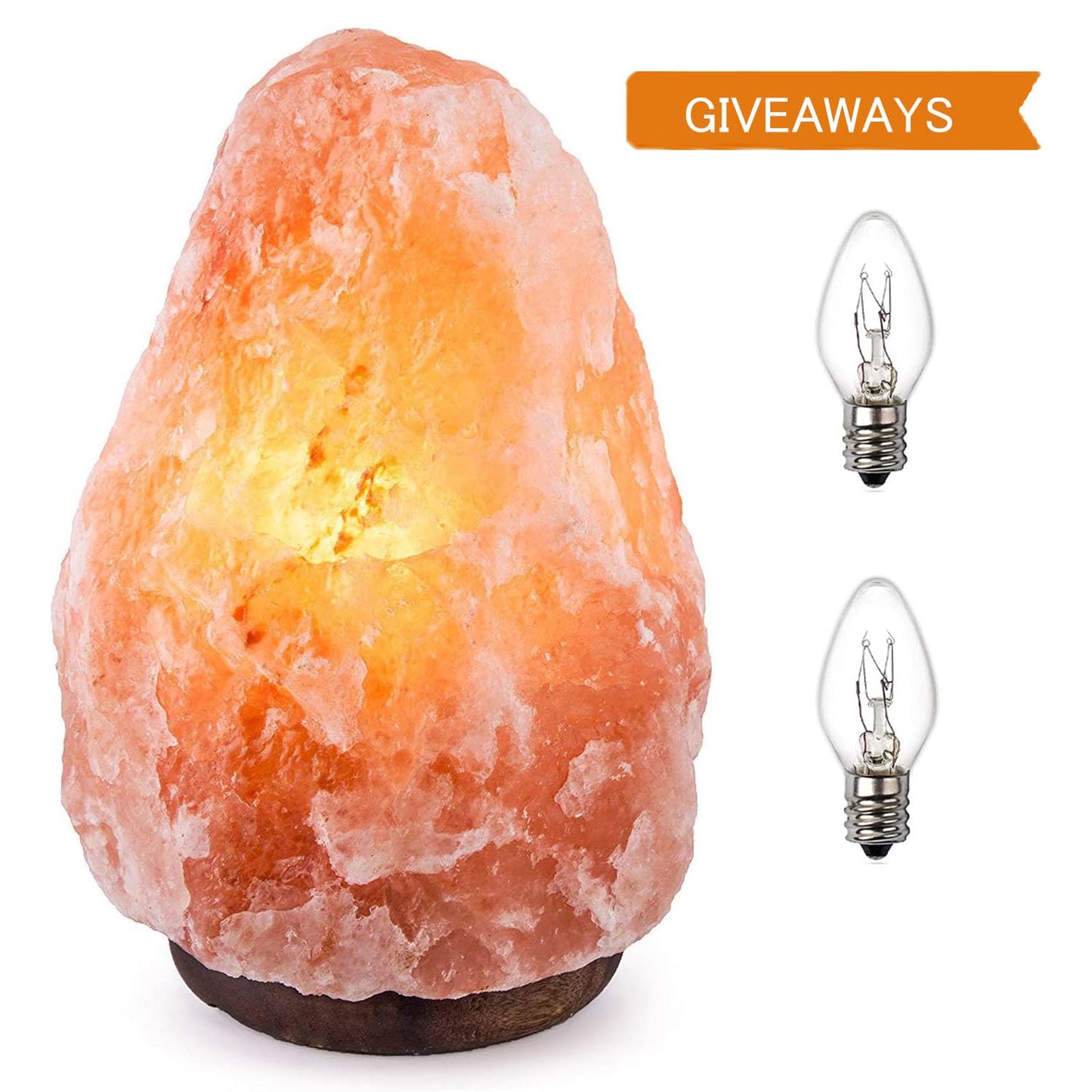 Needs&Gifts Himalayan Salt Lamp with Natural Himalayan Crystal Rock, Hand Crafted Wooden Base from Foothills of The Himalayas, Home Decor, Night Light & Gifts