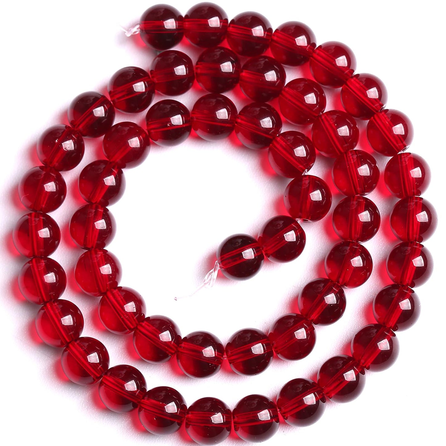 10mm Garnet Red Glass Crystal Beads Smooth Round Stone Beads with Energy Power for DIY Jewlery Bracelets Making 76pcs 2 Strands 32"