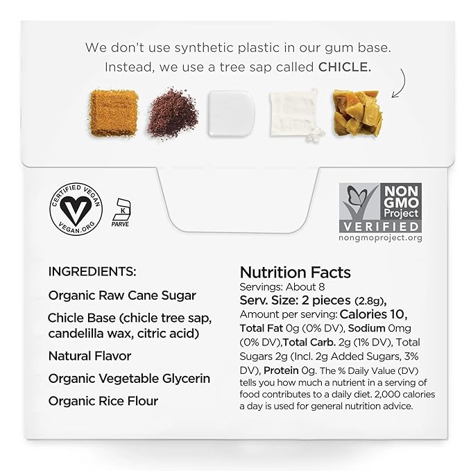 SIMPLY Gum Coffee, Plastic Free Natural Chewing Gum, 12 Pack (180 Pieces) | Vegan, Kosher, Non GMO, Aspartame Free and Sorbitol Free