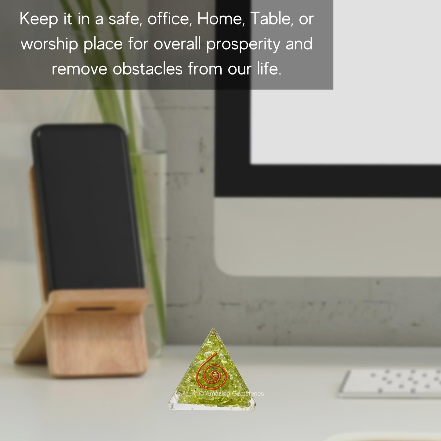 Amazing Gemstone Peridot Orgone Pyramid - 30mm Small Orgonite Pyramids with Crystals and Healing Stones - Authentic Organite Gifts