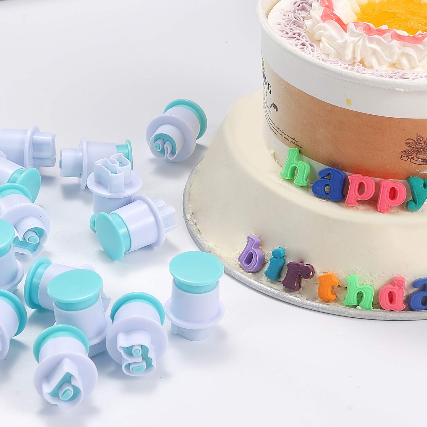 Nuoda Alphabet Letters Molds, 26pcs Plunger Cutters, Fondant Cake Biscuit Mold,Cake Decorating Tools, Cookie Stamp Impress,Embosser Cutter, DIY Sugar Craft Cookies Plunger-Plastic (Lowercase Letters)