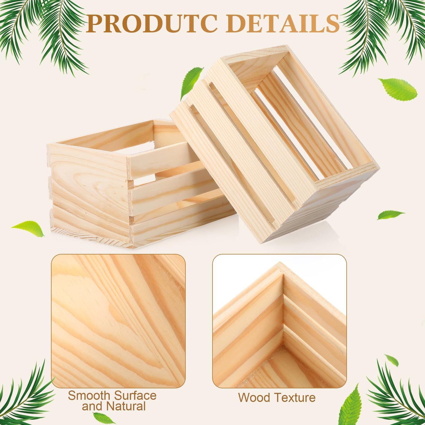 Roowest 6 Pcs Wood Crate Decoration Sets Mini Storage 5" Farmhouse Table Centerpiece Decor Kit for Spring Birthday Wedding Home Decor
