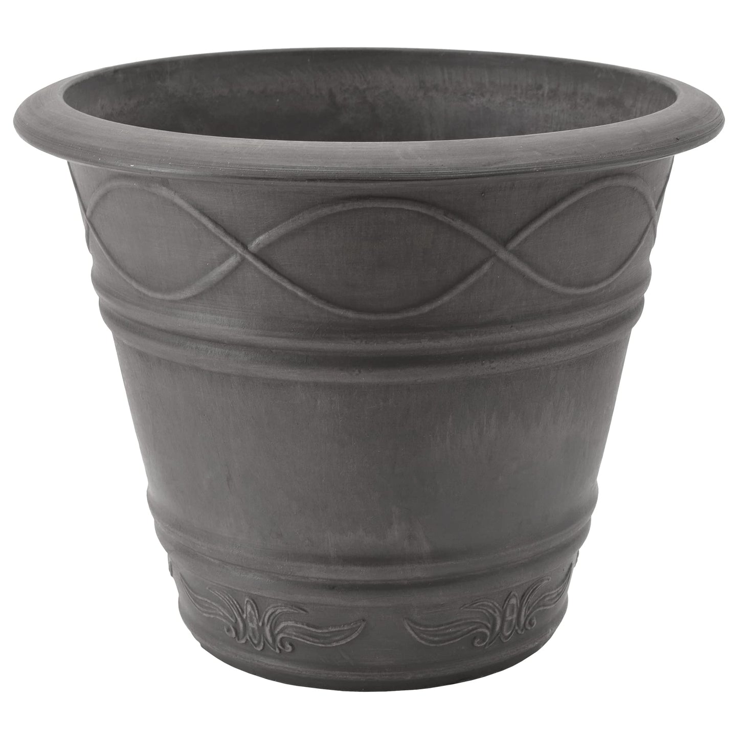 PSW Pot Collection Western Weave Planter Pot for Indoor and Outdoor Plants and Gardens, 14.5-inch, Dark Charcoal