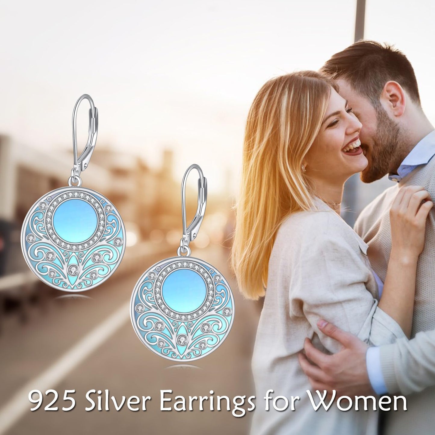Moonstone Earrings Gifts Sterling Silver Filigree Endless Circle Moonstone Drop Earrings Jewelry Gifts For Women