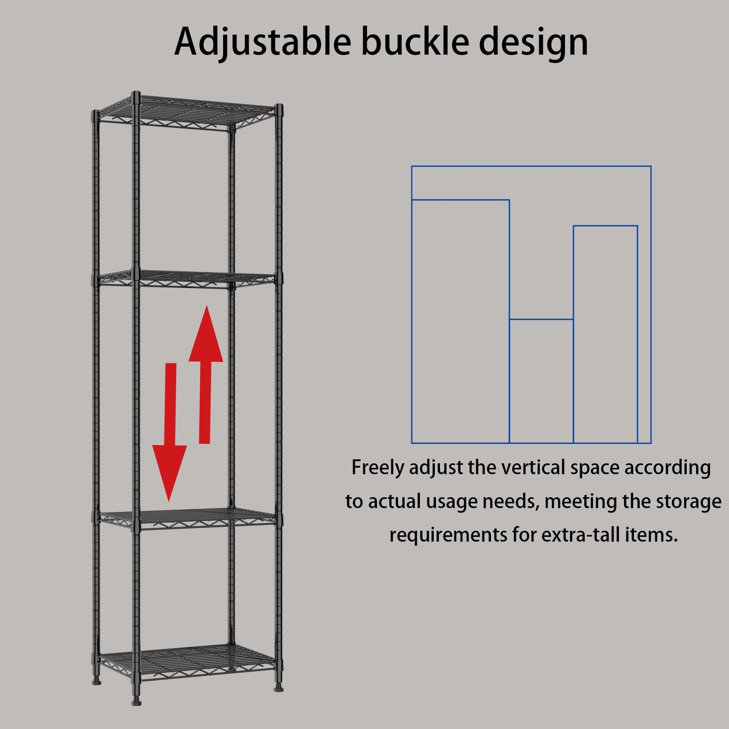 REGILLER 6 Wire Shelving Steel Storage Rack Adjustable Unit Shelves for Laundry Bathroom Kitchen Pantry Closet (16.7L x 11.9W x 64H, Black)