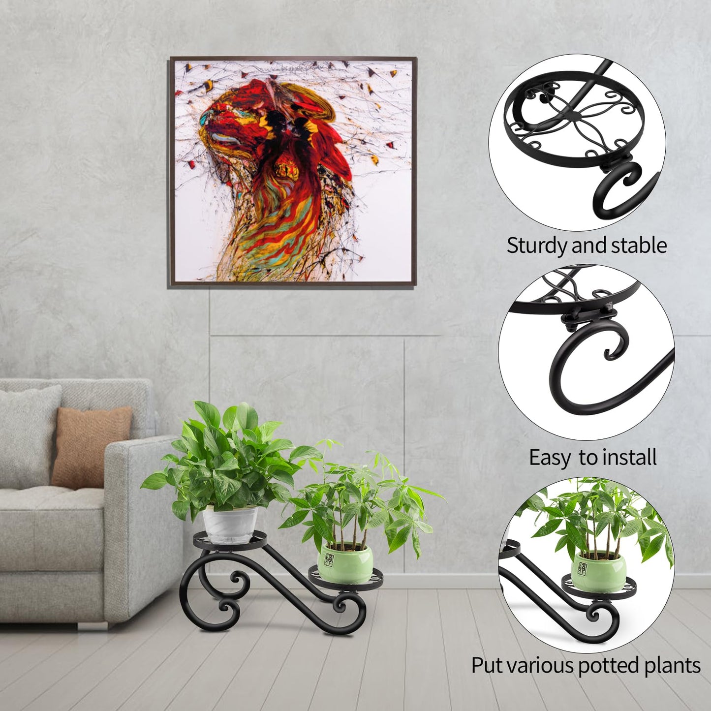 HLC Metal Plant Stand Flower Pot Holder Indoor Outdoor Plant Display Shelf Rack for Garden