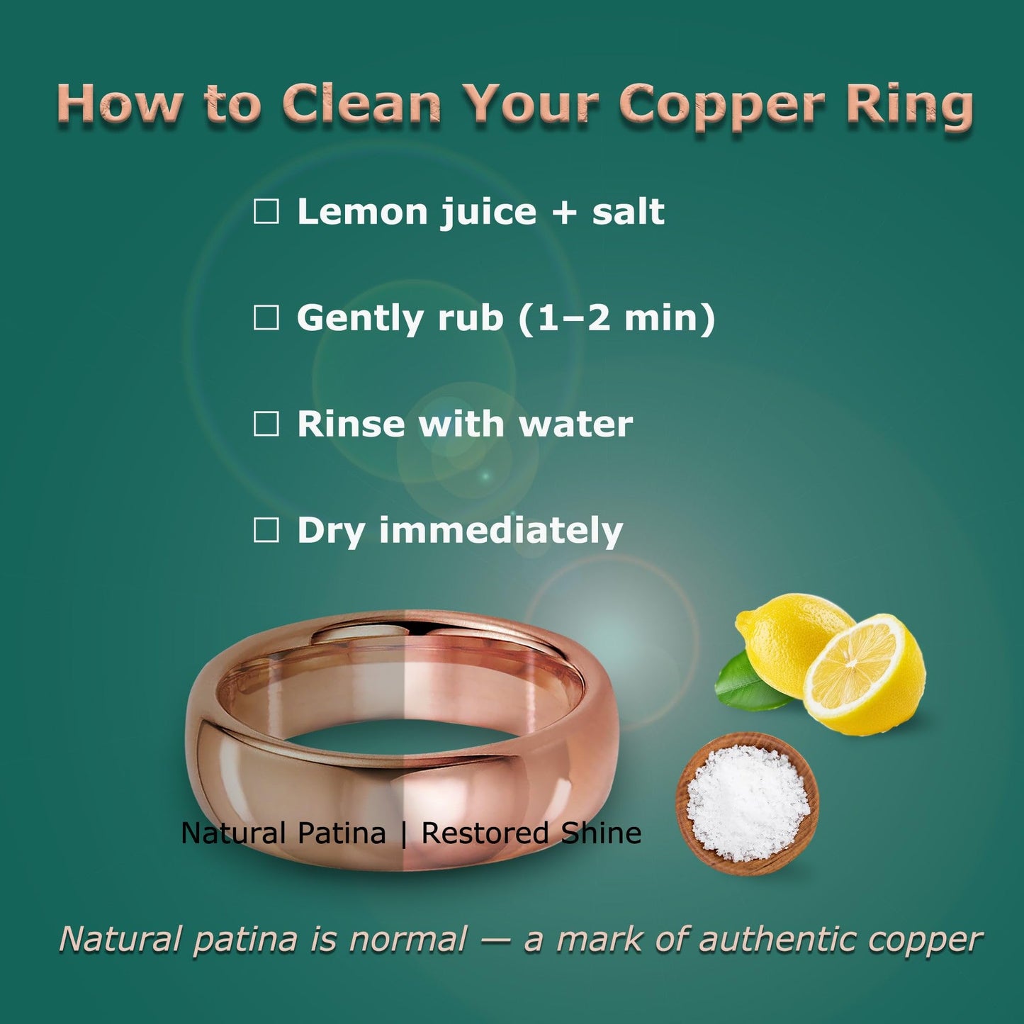 IVY & BAUBLE Pure Uncoated Solid Copper Ring for Men & Women — Lab-Tested, Raw Authentic Copper Band, Wellness Jewelry, Crafted in USA, 6mm, Size 7