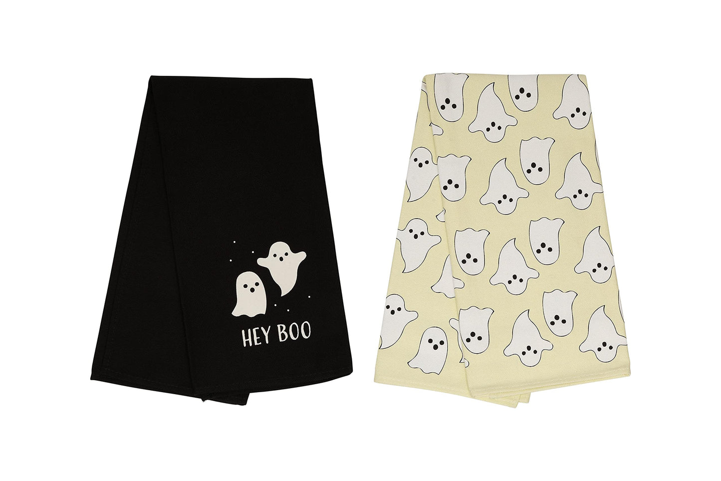 Pearhead Hey Boo Ghost Dish Towels for Kitchen, Halloween and Fall Decor, Spooky Season Gift Ideas, Set of 2