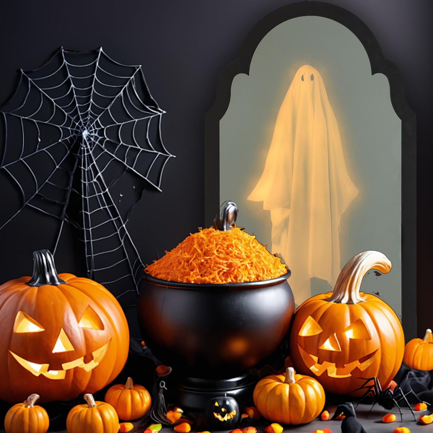 Halloween Hologram Ghost Mirror with Glowing Creepy Eyes & Atmospheric Wall Mirror, 2025 Novelty Home and Kitchen Decoration (Large)
