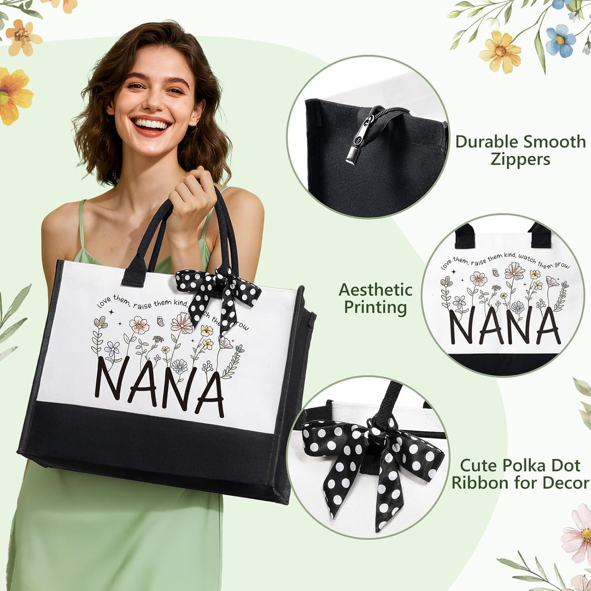 Best Grandma Christmas Gifts for Nana from Granddaughter Grandchildren Grandkids, Unique Nana Birthday Gifts for Grandma Gift Basket for Grandmother Gigi, New Granny Gift Set with Canvas Tote Bag