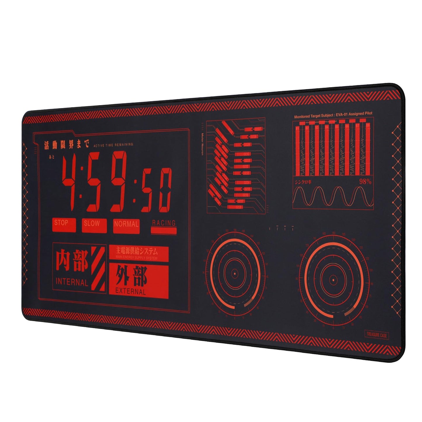 TREASURE CASE Big Mouse Pad (35.4"x15.7") EVA Style Cyber UI Mouse Pad, Featuring NERV's High-Tech Vibe