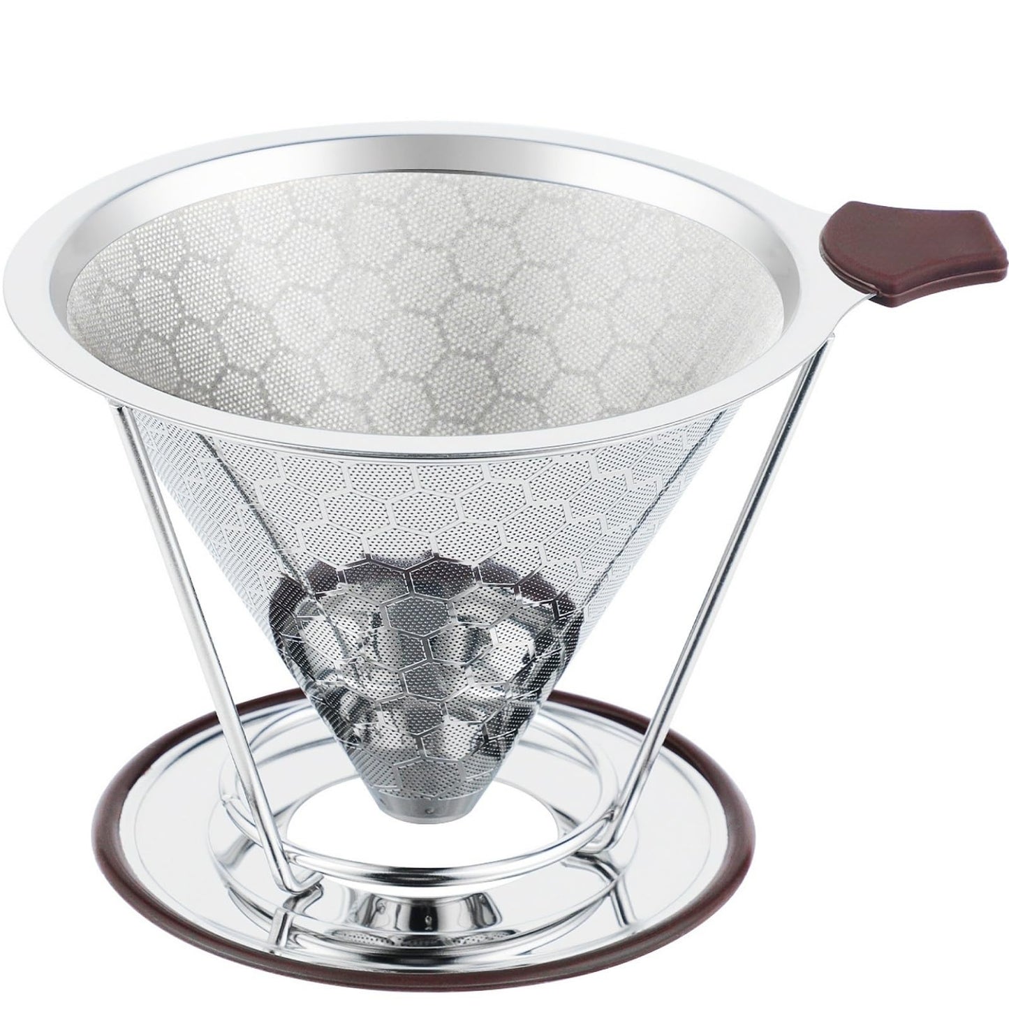 Pour Over Coffee Filter, CHDEXU Stainless Steel Coffee Dripper with Stand, Paperless Reusable Filter with Removable Cup