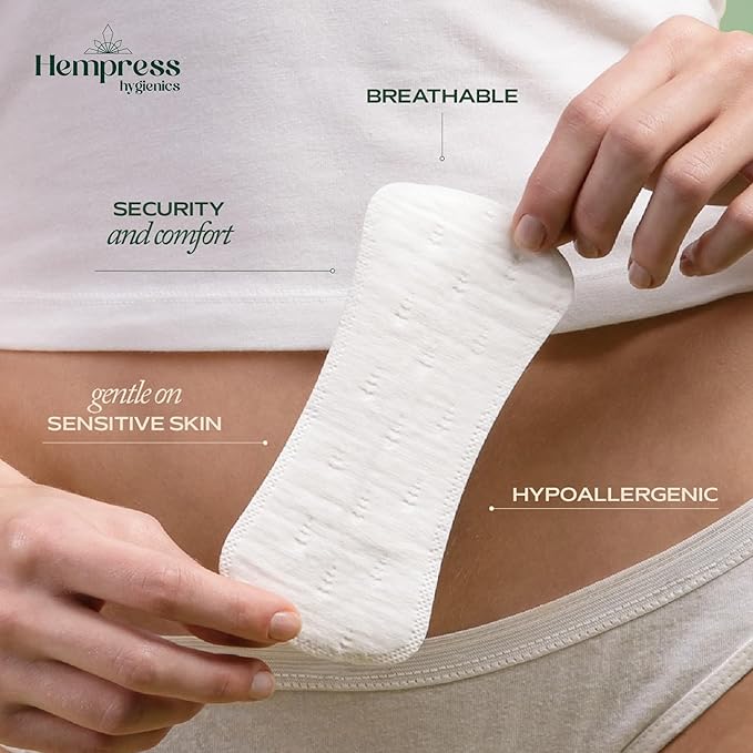 Hempress Panty Liners for Women, 80 Count, Feminine Care Organic Pads, Light Absorbency Comfortable Discreet Pantiliners, Cotton Menstrual Sanitary Napkins, Fragrance Free, Skin Friendly & Breathable