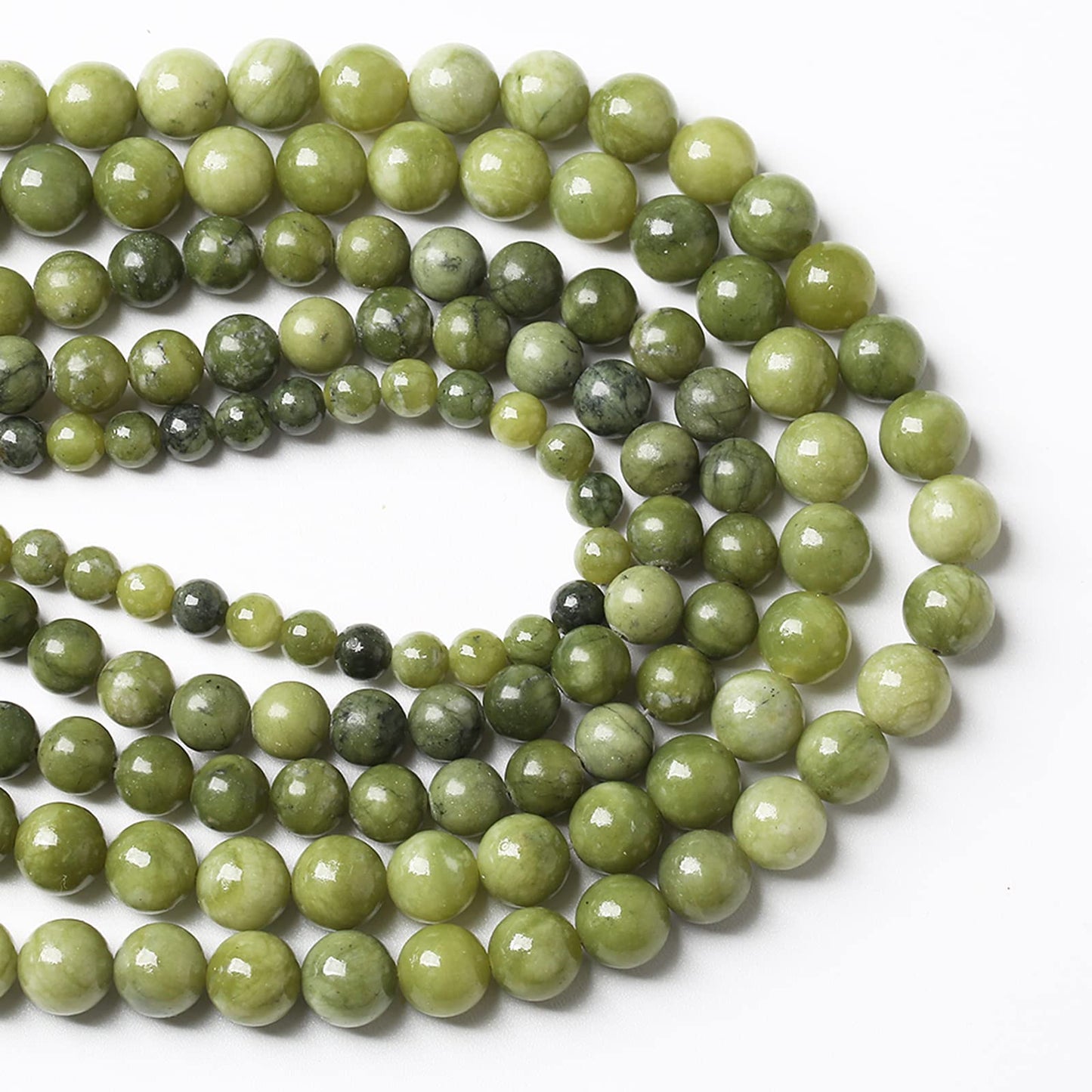Natural Chinese Green Jade Beads Gemstone Round Loose Beads for Jewelry Making DIY Bracelet Necklace 10mm 36pcs 15" Inch