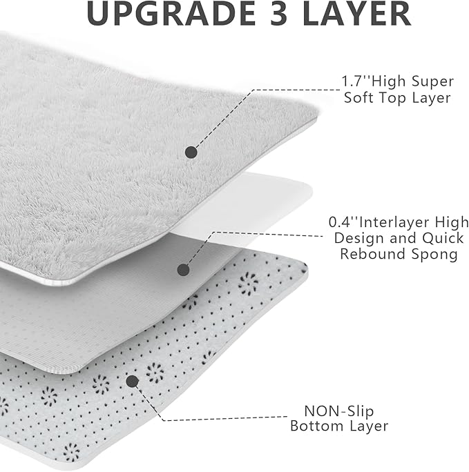 Shag Area Rugs for Bedroom Living Room,5X8 Ultra Soft White Fluffy Area Rugs for Dorm, Indoor Carpet Nursery Rugs for Kids Room Home Decor,White