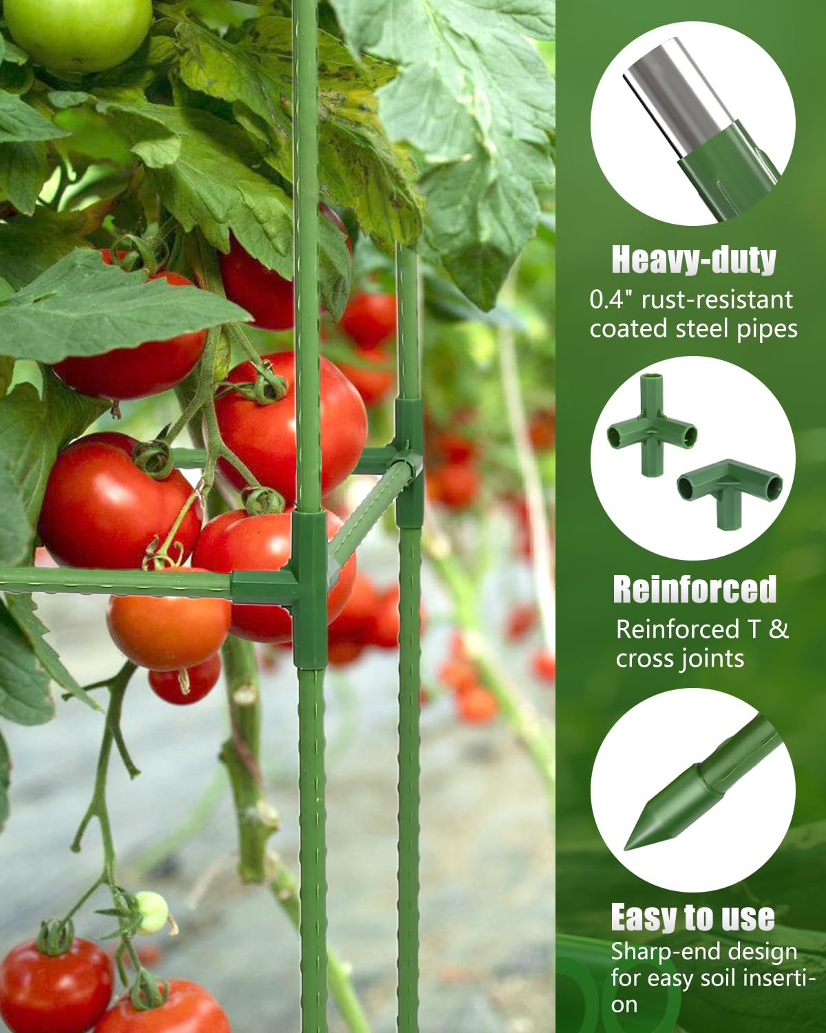 joyhalo 3 Pack Tomato Cage for Garden, 47 Inch Heavy-Duty Tomato Trellis, Height Adjustable Garden Trellis for Climbing Plants Vegetables Flowers Cucumber Peony