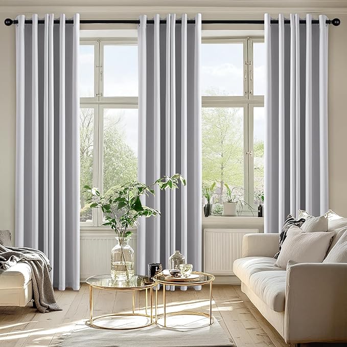 MIULEE Blackout Curtains for Bedroom Living Room 84 Inches Long 2 Panels, Thermal Insulated Room Darkening Drapes Solid Grommet Noise Reduction Light Blocking Window Curtains 40x84 Inch Greyish White