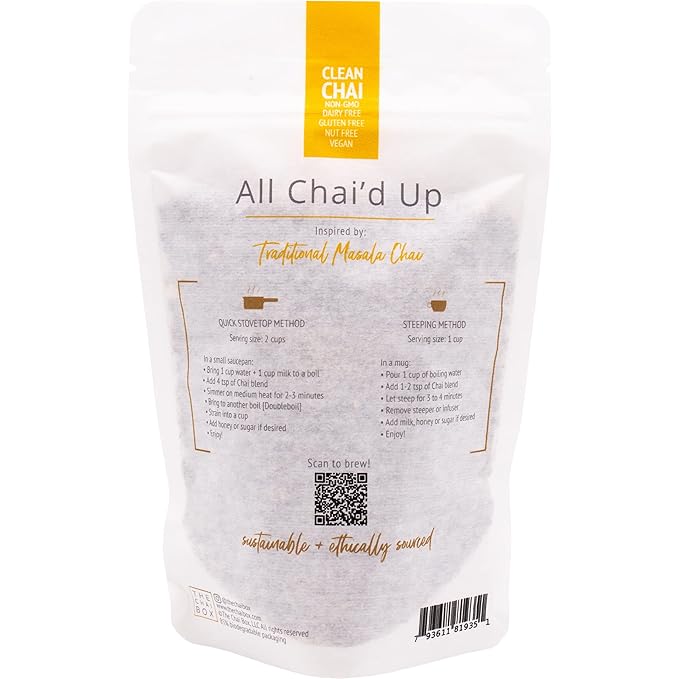 The Chai Box - Chai - Makes 25 Servings - Featured in Oprah's Favorite Things - Premium Traditional Loose Leaf Masala Chai - Black Tea w/Ginger, Clove, Cinnamon, Cardamom, & Fennel - Single-Origin - 2.5oz