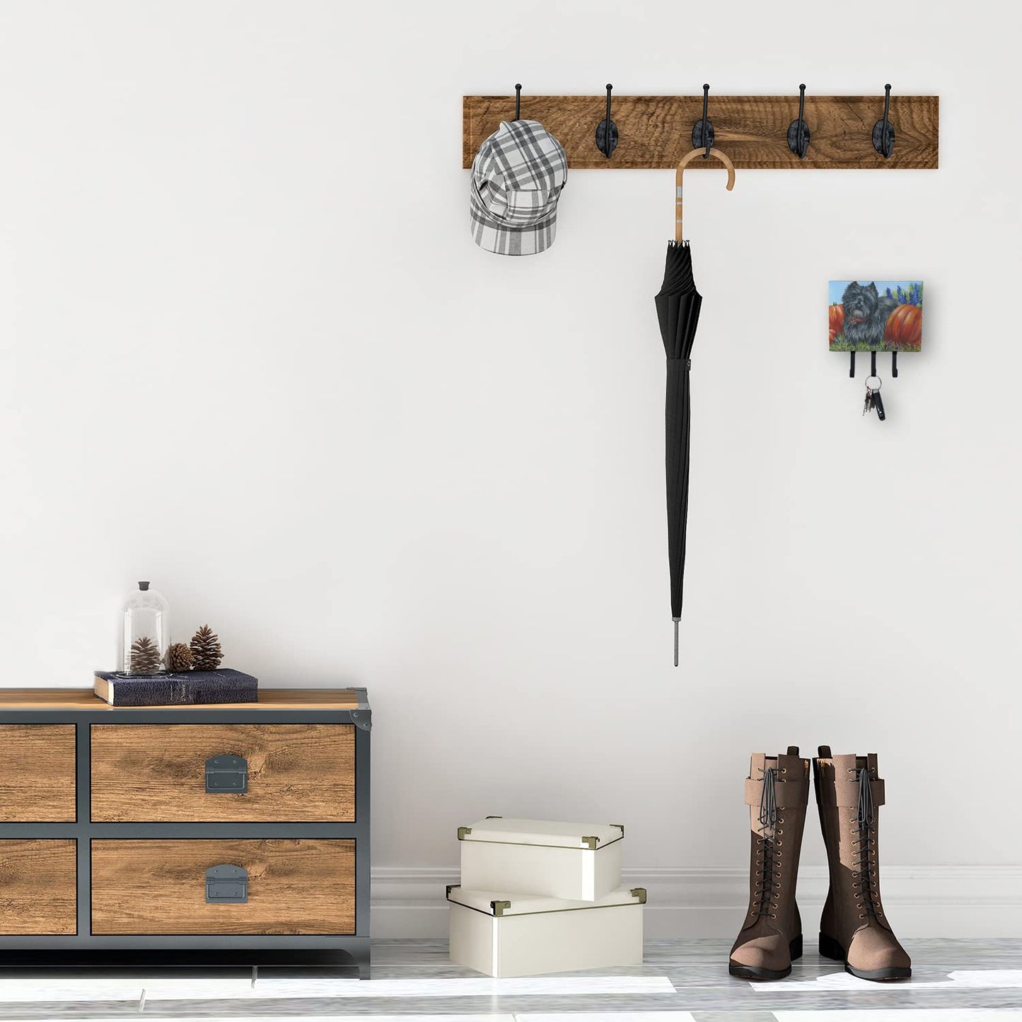 Caroline's Treasures PPP3253TH68 Cairn Terrier Mom's Pumpkins Leash or Key Holder, Wall Hooks, Key Hooks Holder, Coat Rack Wall Mount, Coat Hooks, Hooks for Hanging Keys, Towels, Aprons, Leashes,