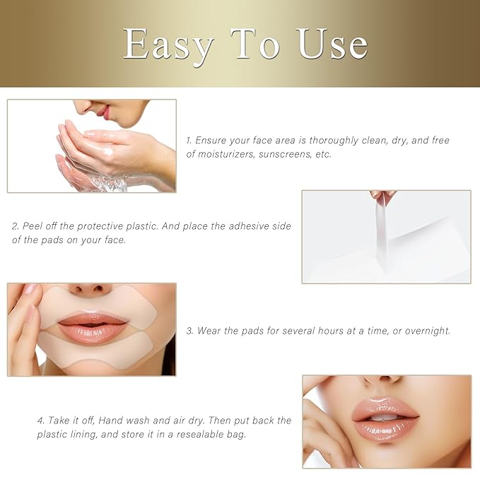 Anti Wrinkle Patches for Lip, Collagen Upper Lip Wrinkle Treatment, Smile Line patches Reduce Fine Lines & Wrinkles, 6 Pcs