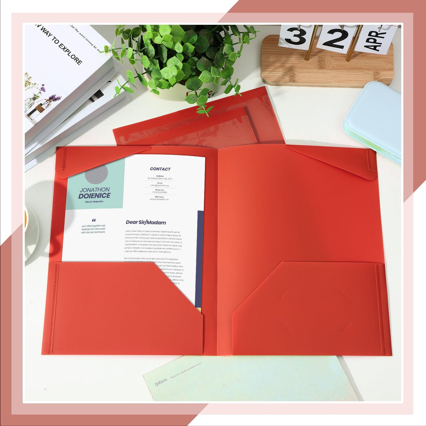 Henoyso 60 Pack Plastic Folders with Clear Front Pockets Heavy Duty File Folders with 2 Pockets and Card Slot for Classroom, School & Office Bulk Supply (Red)