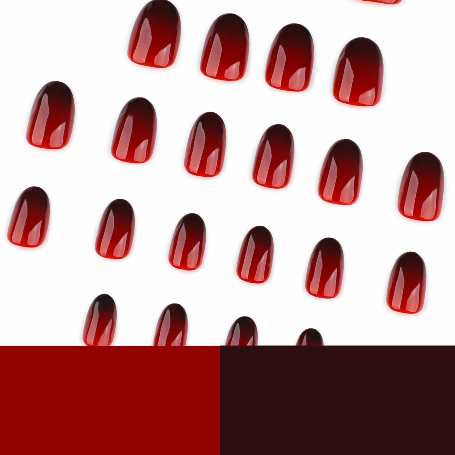BABALAL Short Press on Fake Nails Black Red Gothic Acrylic Nails, Round Oval, Halloween, 24Pcs, Glossy, Reusable, False Nails, With Glue