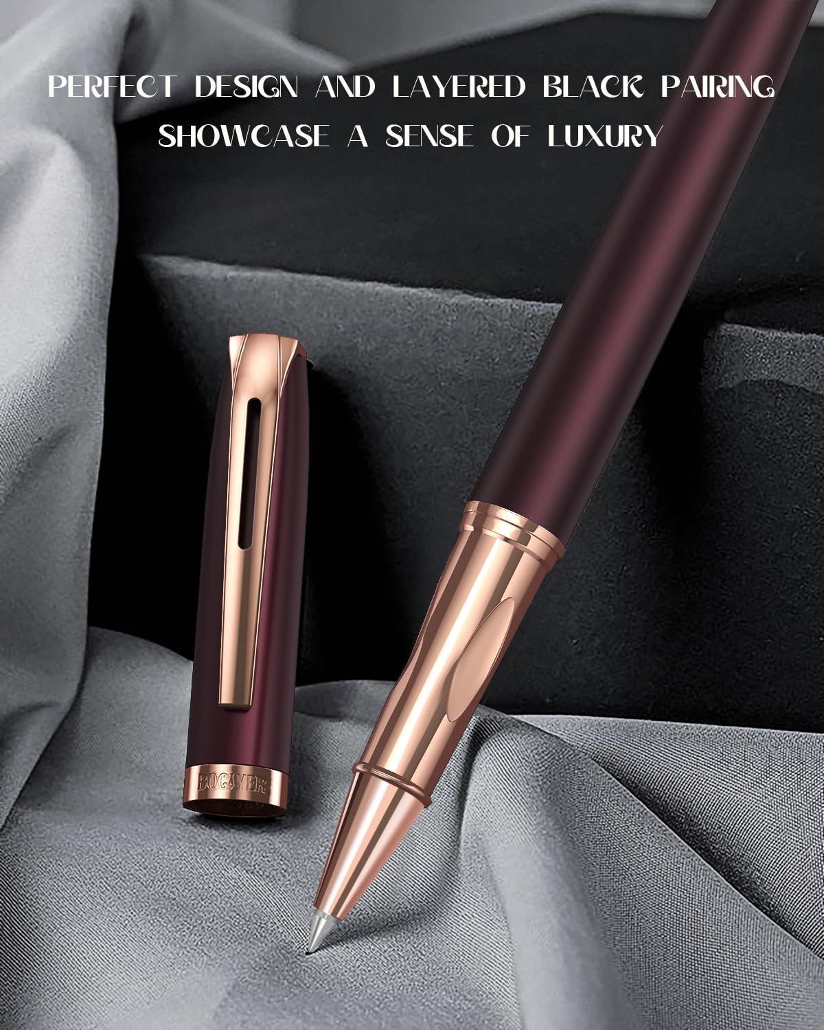 BOCIYER samurai Rollerball Liquid Ink Pen Set,Luxury Executive Writing Pen for the Office,Rollerball Pen Refillable,Schmidt Refill*2 And Gift Box,Roller Ball Pen Gift Set for Men & Women(Dark red)